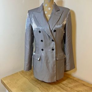 Studio 205 Shiny Gray Double Breasted Suit Jacket